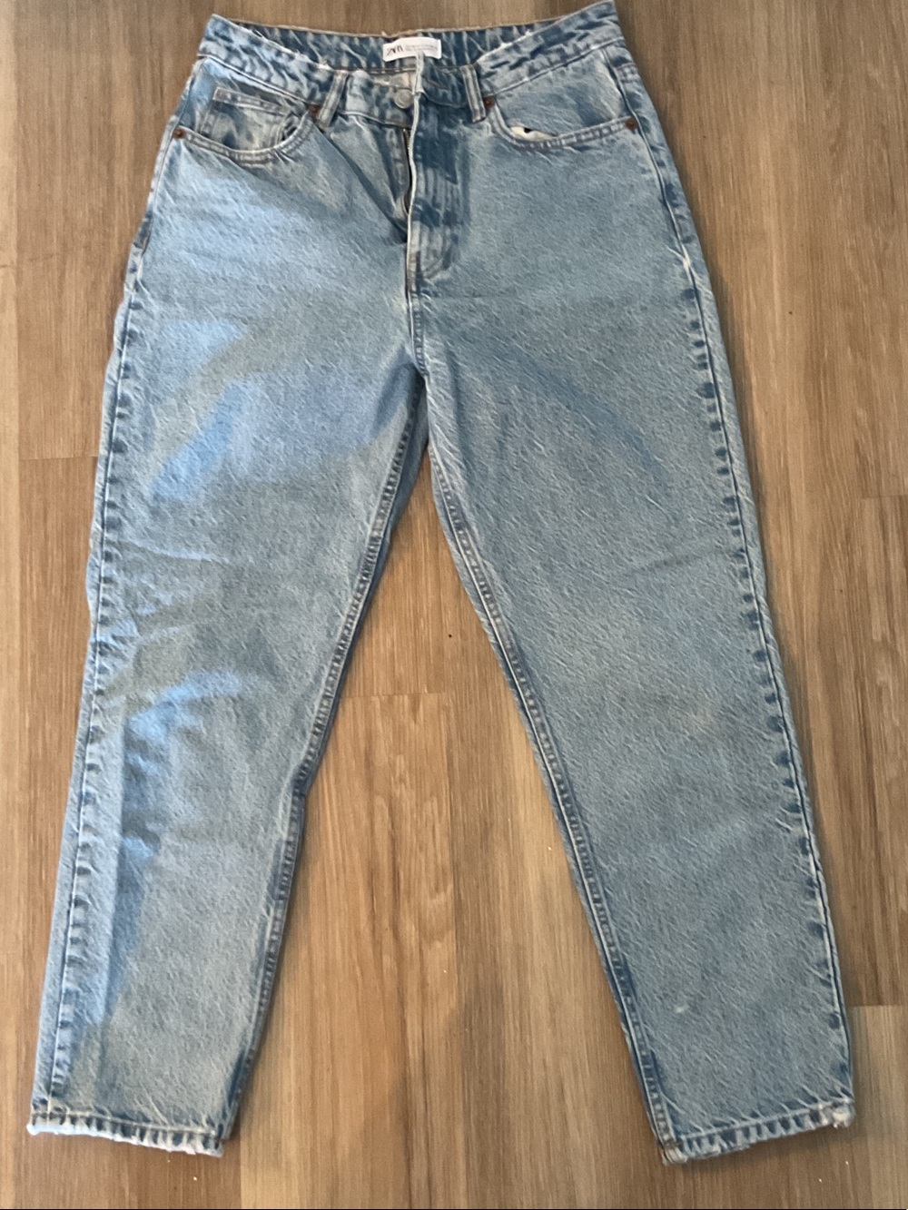 Zara Light Blue High-Rise Mom Jeans